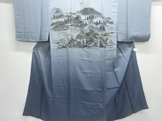 JAPANESE KIMONO / ANTIQUE MENS JUBAN / SILK / SCENERY IN THE PAST